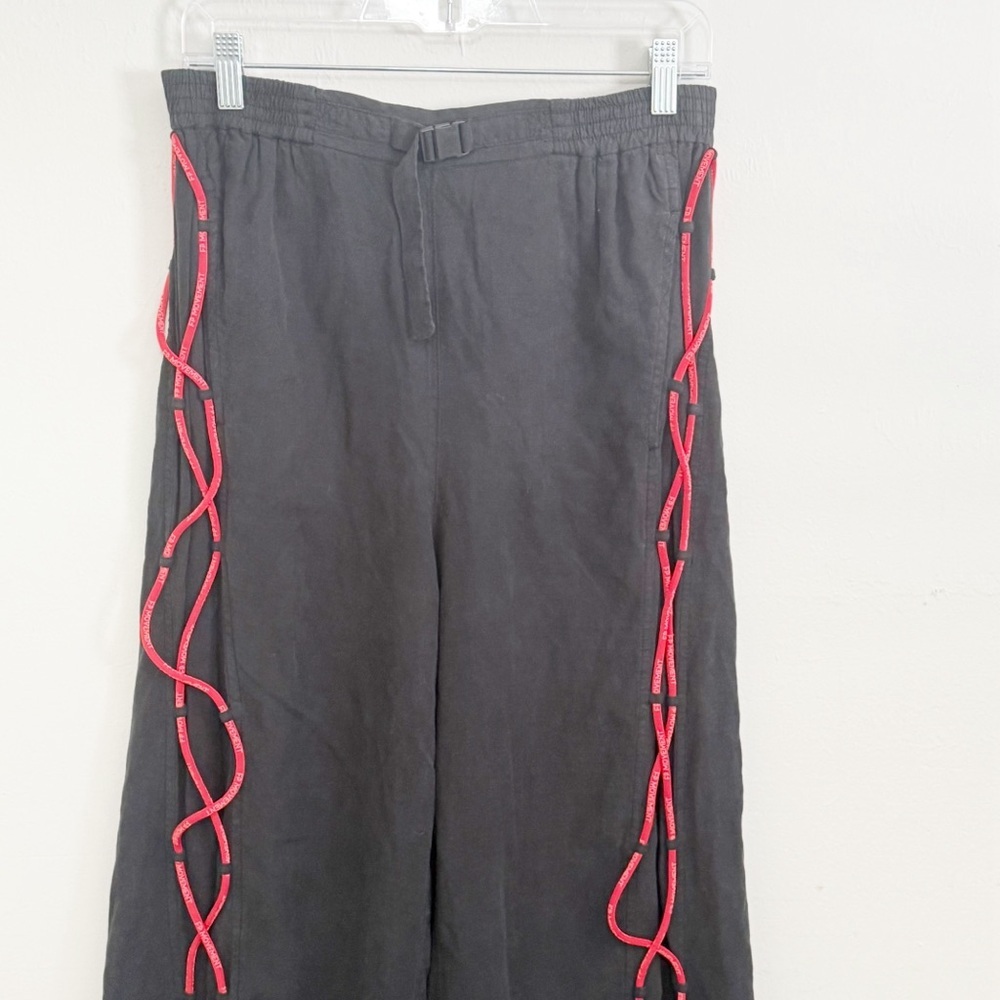 FREE PEOPLE MOVEMENT Women’s Black KALAHARI Wide Leg Y2K Pants Red Lacing Size S - Picture 3 of 6